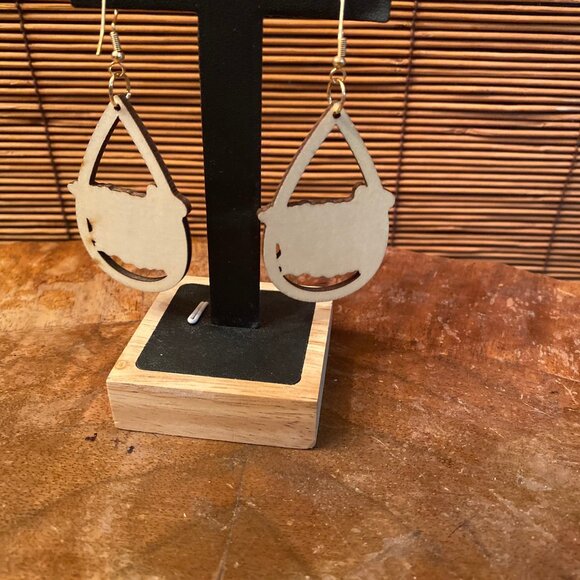 NWT Happy Fall Wooden Cut out Pierced Earrings - Picture 2 of 2